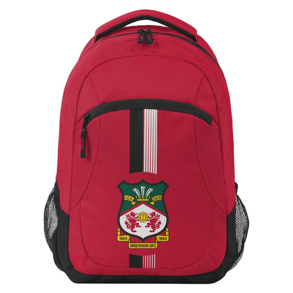 Wrexham AFC Ultra Action Backpack LKT Sport Ultra design backpack featuring Wrexham club crestMain compartment has a large double zipped opening for easy accessInternal elasticated pouch and front zipped pocket2 mesh side pocketsOfficial licensed productA