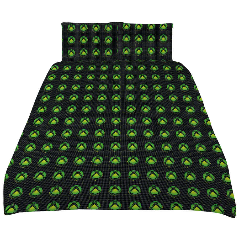Xbox Double Duvet Set LKT Sport Bed linen set to fit standard double bedsBlack quilt cover featuring a graphic design of the Xbox logoReverse features a multi logo designBlack pillowcases featuring the Xbox logo52% Polyester 48% cotton, machine washableOf
